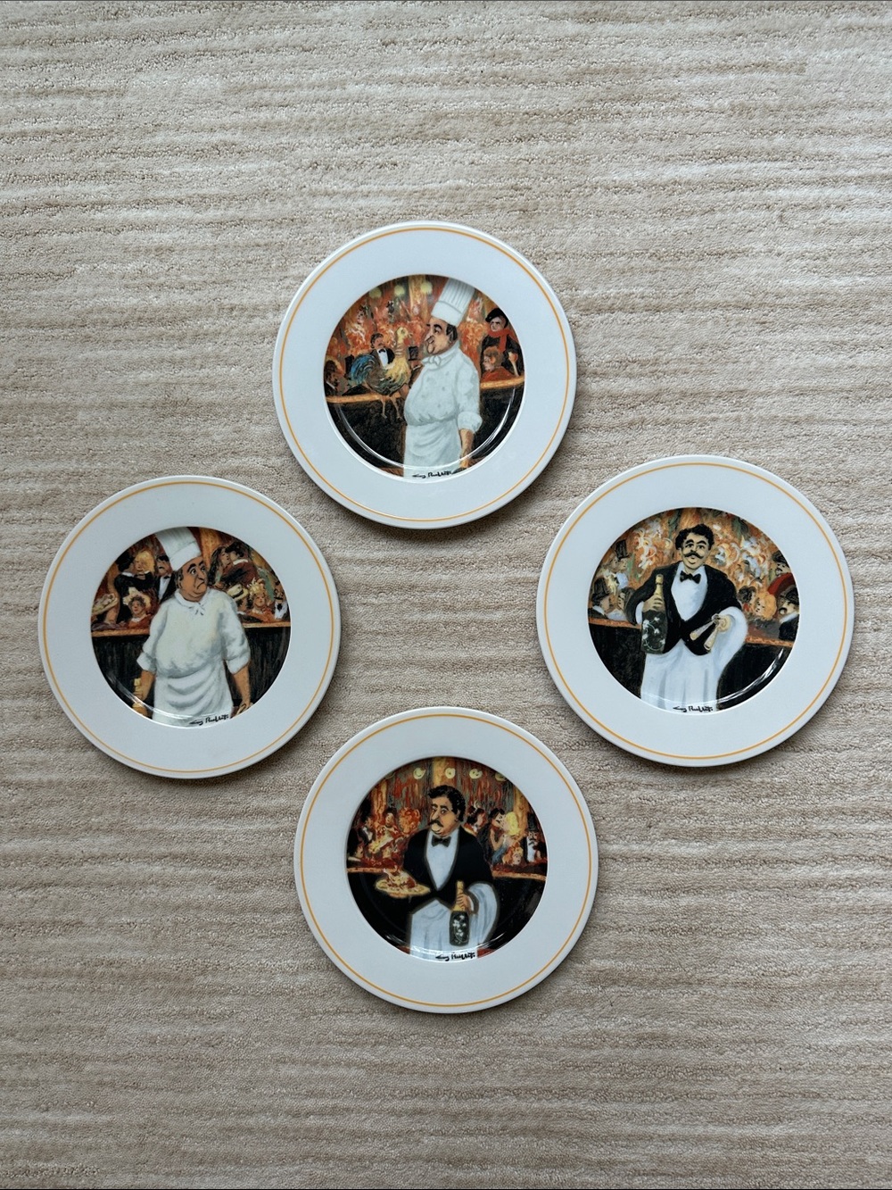 Set of 4 Cabaret Suite by Guy Buffet Collection 8” Salad Appetizer Plates German